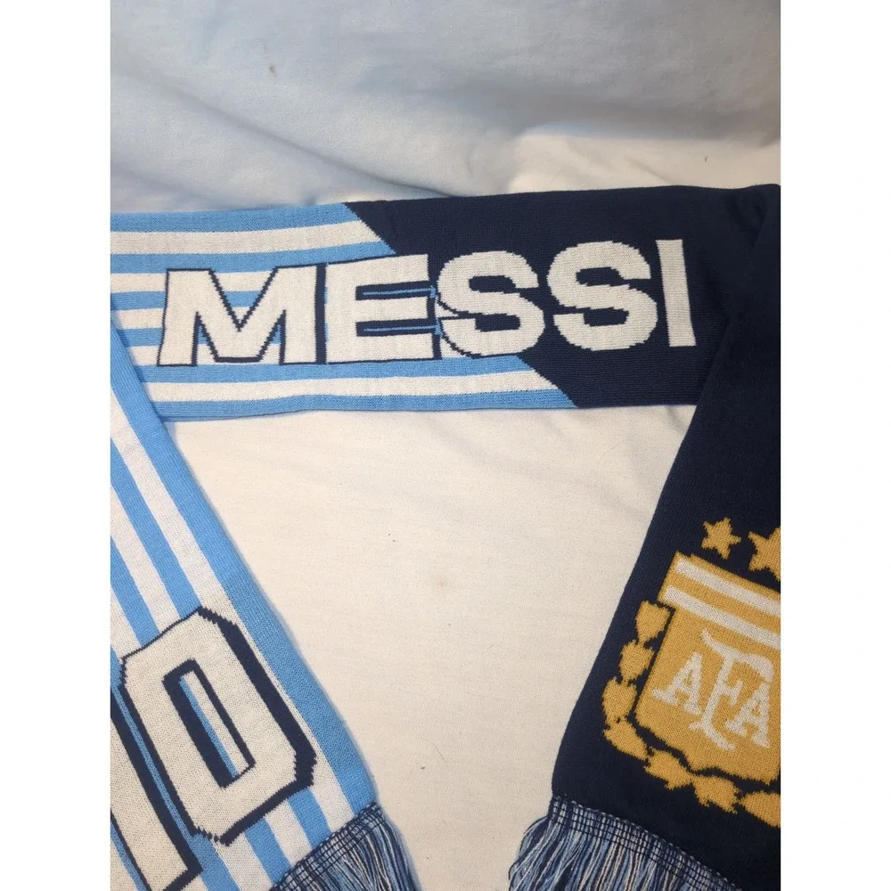 Messi #10 Oficial AFA Argentina Soccer Scarf Icon Sports Blue White Knit New